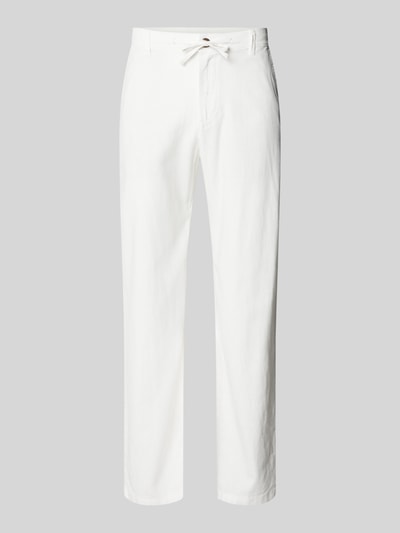 Produktfoto, Loose Fit Leinenhose mit Tunnelzug Modell 'BRODY' von Selected Homme, efekt: jednolity kolor, mieszanka bawełny ekologicznej i lnu, cieniowana przędza, szlufki na pasek, wpuszczane kieszenie, kieszeń z tyłu, zapięcie na guzik i zamek błyskawiczny