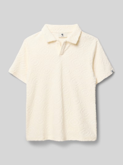 Produktfoto, Regular Fit Poloshirt mit Strukturmuster von Garcia aus Baumwoll-Mix in Creme, Polokragen, Kurzärmelig, Rückenlänge 57 cm bei Größe 140