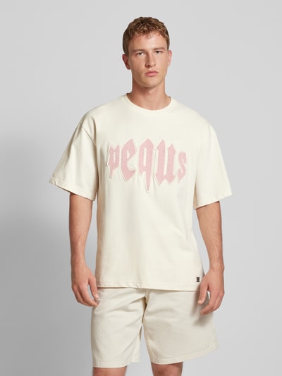 PEQUS T-shirt met extra brede schouders, model 'Mythic' Beige - 4