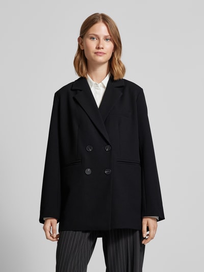 YAS Oversized blazer met paspelzakken, model 'LIKKA' Zwart - 4