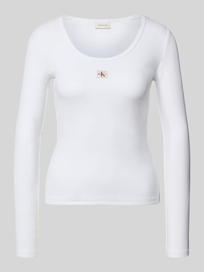 Calvin Klein Jeans Slim Fit Langarmshirt aus Baumwoll-Mix Weiss 2