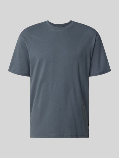 Produktfoto, Regular Fit T-Shirt mit Rundhalsausschnitt von Jack & Jones, męski t-shirt z bawełny, krój regular fit, okrągły dekolt, rękaw o dł. 1/2, długość tyłu w rozmiarze M: 70 cm, kolor jednolity, gładka faktura