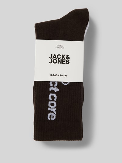 Jack & Jones Socken mit Stretch-Anteil Modell 'AERO' im 3er-Pack Dunkelbraun 3