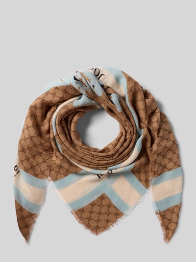 Produktfoto, vierkant sjaal van katoen-micromodaalmix met alloverprint, label-detail en franjes, Tuch mit Label-Detail Modell 'Adalia' van JOOP!