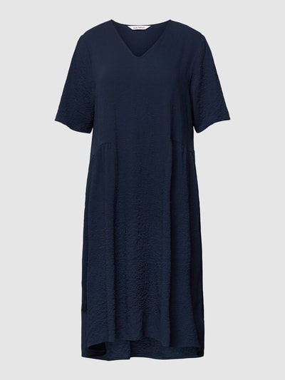 Soft Rebels Knielange jurk met structuurmotief, model 'Adaline' Marineblauw - 2