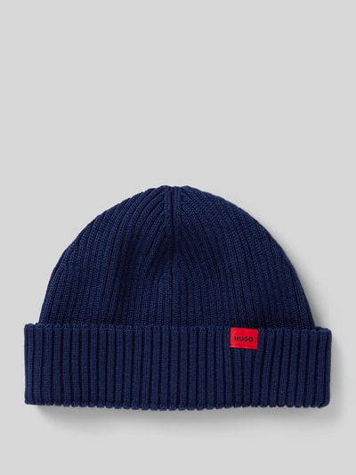 HUGO Czapka beanie z detalem z logo model ‘Xush’ Niebieski 1