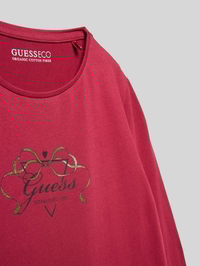 Guess Shirt met lange mouwen en labelprint Donkerrood - 2