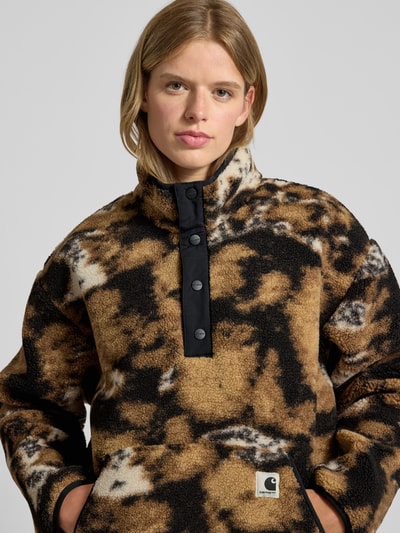 Carhartt Work In Progress Fleecepullover met opstaande kraag en kangoeroezak, model 'ELLIOT' Zand - 3