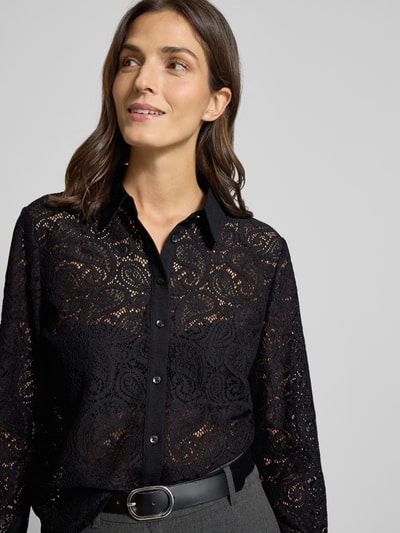 comma Regular fit blouse van kant, model 'EXPLORE' Zwart - 3