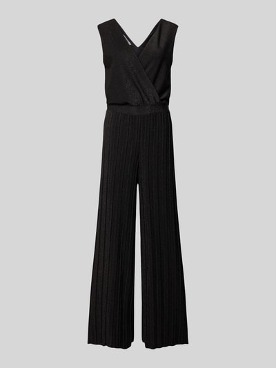 Produktfoto, glanzende dames jumpsuit van ZABAIONE, model 'Li44ana', materiaalmix met stretch, regular fit, V-hals, totale lengte 150 cm
