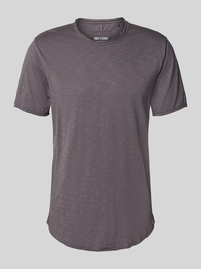 Produktfoto, Regular Fit T-Shirt aus reiner Baumwolle Modell 'Benne' von Only & Sons in unifarbener Melange-Optik, Jersey mit Rollsäumen