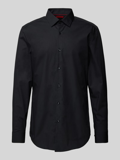 HUGO Slim Fit Business-Hemd mit Knopfleiste Modell 'Kenno' Black 2