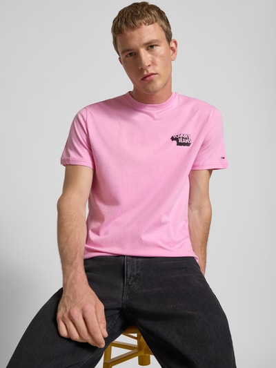 Tommy Jeans T-shirt o kroju Slim Fit z czystej bawełny Mocnoróżowy 3