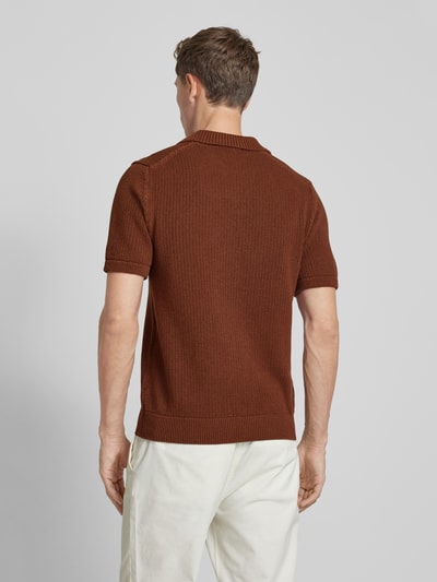 Mango Poloshirt mit Umlegekragen und V-Ausschnitt Schoko 5