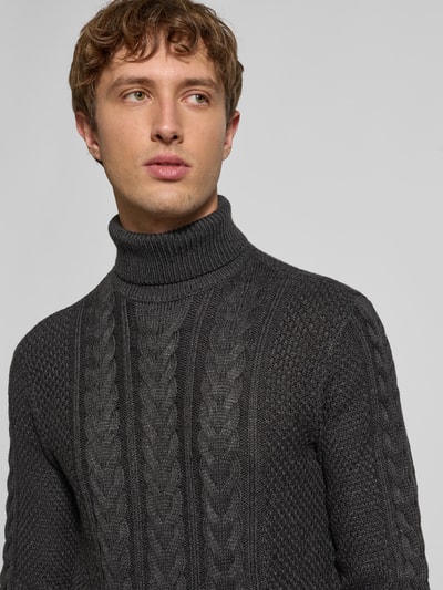 Blend Strickpullover mit Rollkragen Modell 'BASIM' Anthrazit 3