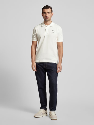 Lacoste Poloshirt mit Label-Print Modell 'Piquet' Weiss 1