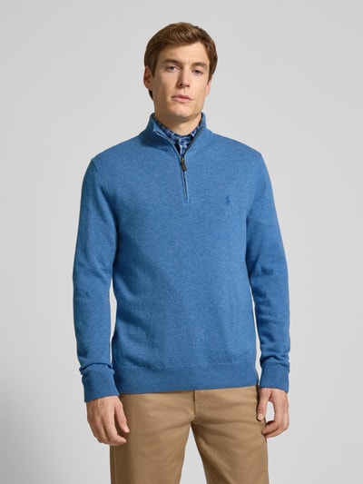Polo Ralph Lauren Sweter z dzianiny z wełny ze stójką i zamkiem błyskawicznym Oceaniczny 4