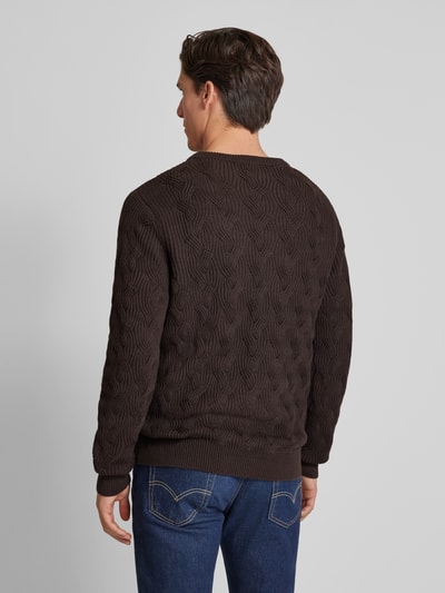 SELECTED HOMME Gebreide pullover met structuurmotief, model 'CALLIS' Middenbruin - 5