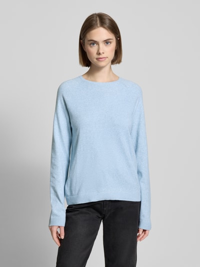 Pieces Regular Fit Strickpullover mit überschnittenen Schultern Modell 'BREE' Hellblau Melange 4