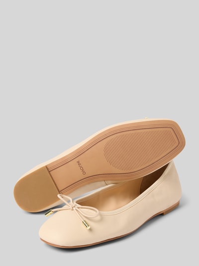 INUOVO Ballerina's van leer met strikdetail Zand - 4