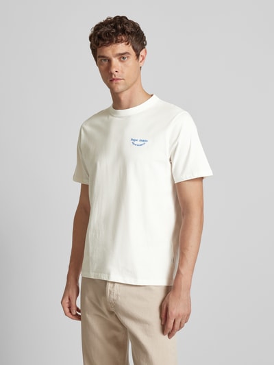 Pepe Jeans T-shirt met labelstitching, model 'Aris' Offwhite - 4