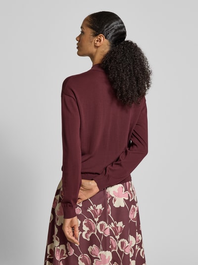 Jake*s Collection Sweter z dzianiny z prążkowanymi wykończeniami Oberżynowy 5