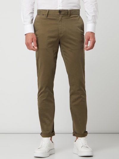 Tommy Hilfiger Straight fit chino met stretch, model 'Denton' Olijfgroen - 4