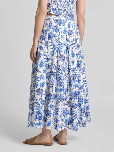 Mango Maxirock mit gelegten Falten Modell 'INDIGO' Blau Melange 5