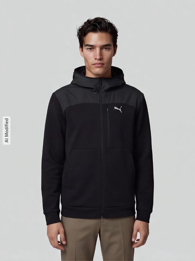 PUMA Performance Regular Fit Sweatjacke aus Baumwoll-Mix Modell 'PUMATECH' Black 4