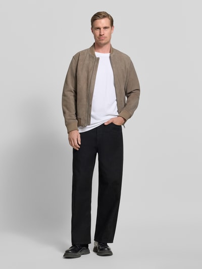 HUGO Jeansy o kroju loose fit z szerokimi nogawkami z czystej bawełny model 'HUGO 554' Czarny 1