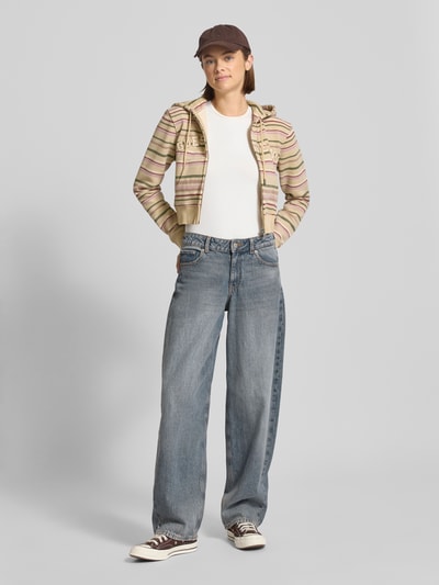Guess Jeans Cropped Sweatjacke mit Kapuze Beige 1