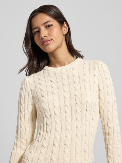 Jake*s Casual Slim Fit Longsleeve in Strick-Optik Ecru 3