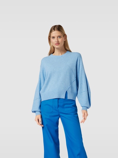 The Garment Wollpullover mit Label-Stitching Hellblau 4