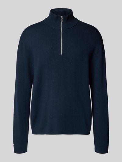 Selected troyer o kroju relaxed fit z mieszanka wiskozy model 'TELLER' Granatowy 1