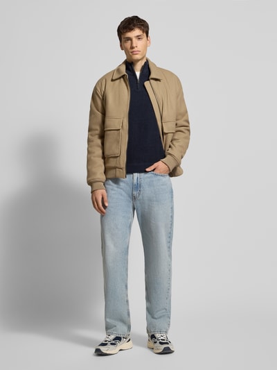 Superdry Bluza z kołnierzem ze stójką Ciemnoniebieski 1