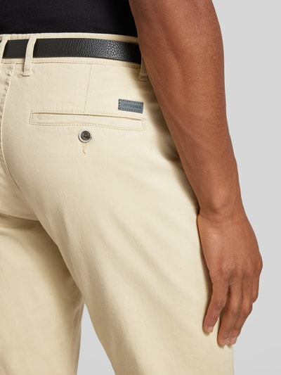 Lindbergh Clasic stretch fit chino met riem Zand - 3