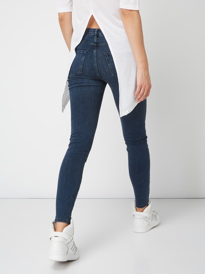 Review Jeansy dekatyzowane z wysokim stanem o kroju Skinny Fit Ciemnoniebieski 5