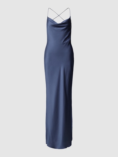 unique Abendkleid mit Wasserfall-Ausschnitt Rauchblau 2