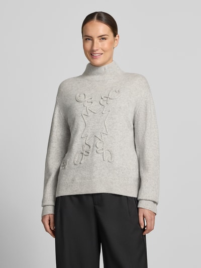 Christian Berg Woman Gebreide pullover met opstaande kraag Lichtgrijs gemêleerd - 4