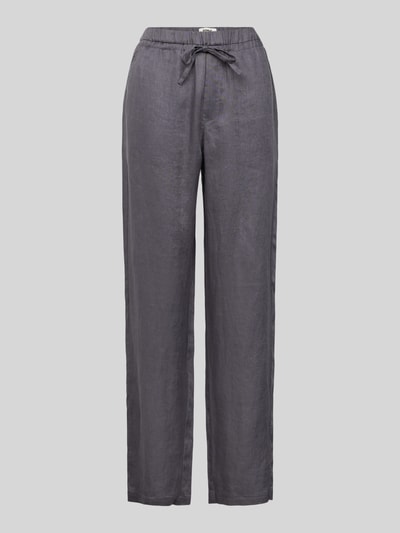 ECOALF Regular fit linnen broek met tunnelkoord, model 'INDIALF' Antraciet - 2