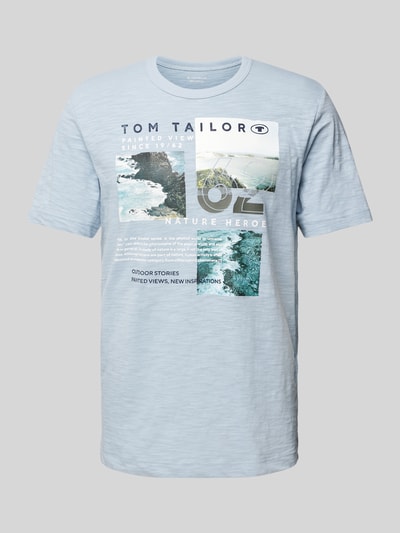 Tom Tailor T-shirt z nadrukiem z motywem z logo Szaroniebieski 2