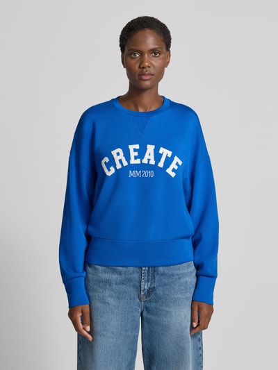 MOS MOSH Oversized sweatshirt met labelprint, model 'CELLI' Koningsblauw - 4