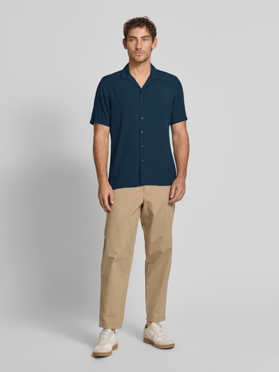 Jake*s Koszula biznesowa o kroju slim fit z listwą guzikową Granatowy 1