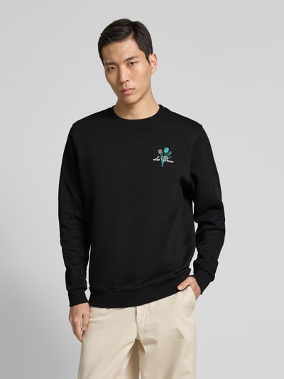 Les Deux Sweatshirt mit Label-Stitching Modell 'Bruno Café' Black 4