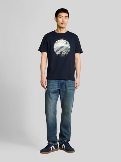 Tom Tailor Regular Fit T-Shirt aus reiner Baumwolle Marine 1