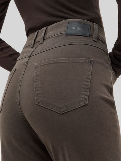 ANGELS High Waist Jeans mit Label-Patch Dunkelbraun 3