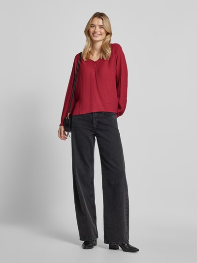 s.Oliver RED LABEL Relaxed Fit Bluse aus Viskosemix mit Smok Details Rot 1