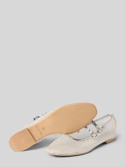 Tamaris Baleriny z efektem siateczki i sprzączką Srebrny 4