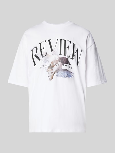 REVIEW T-Shirt mit Label-Print Weiss 2