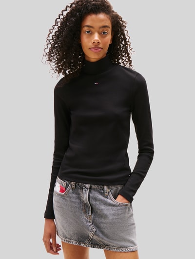 Tommy Jeans Slim Fit Langarmshirt mit Mock Neck Black 4